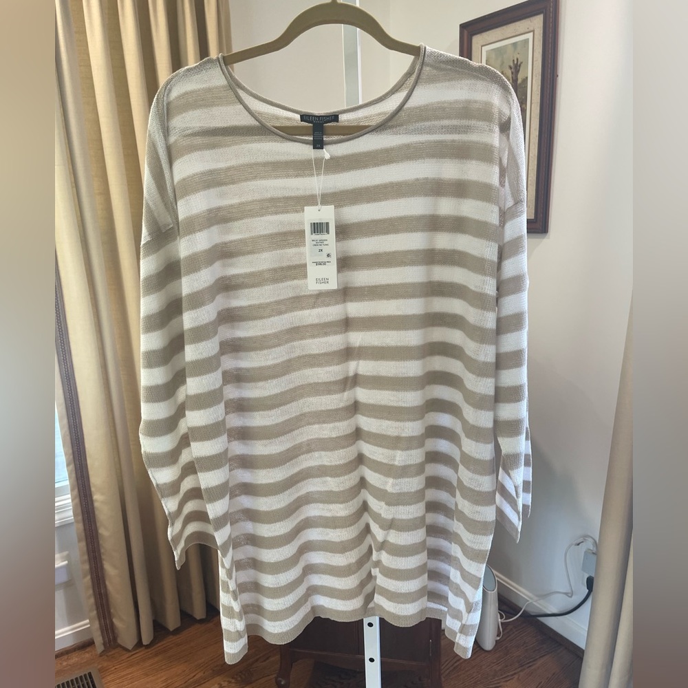 Eileen fisher, organic linen cotton crewneck tunic